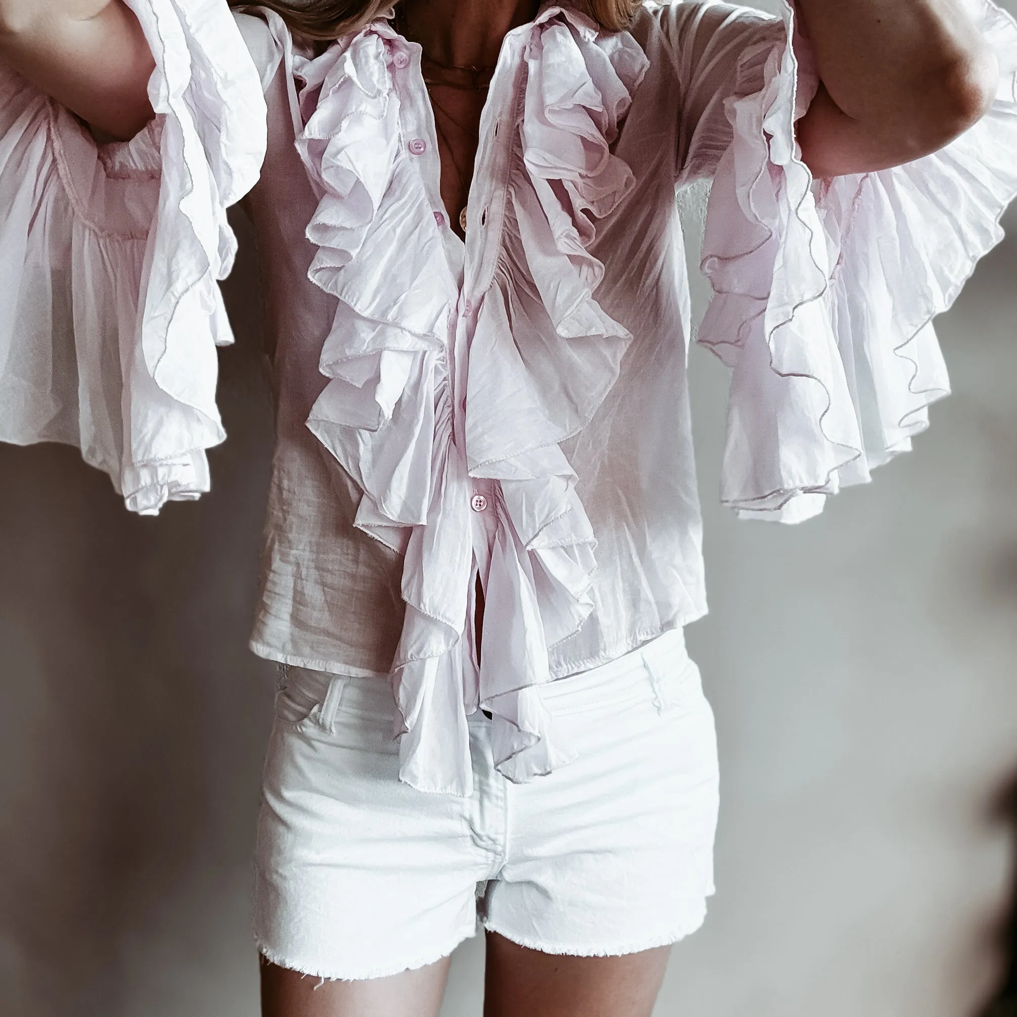 Pink ruffle Blouse *NEW*