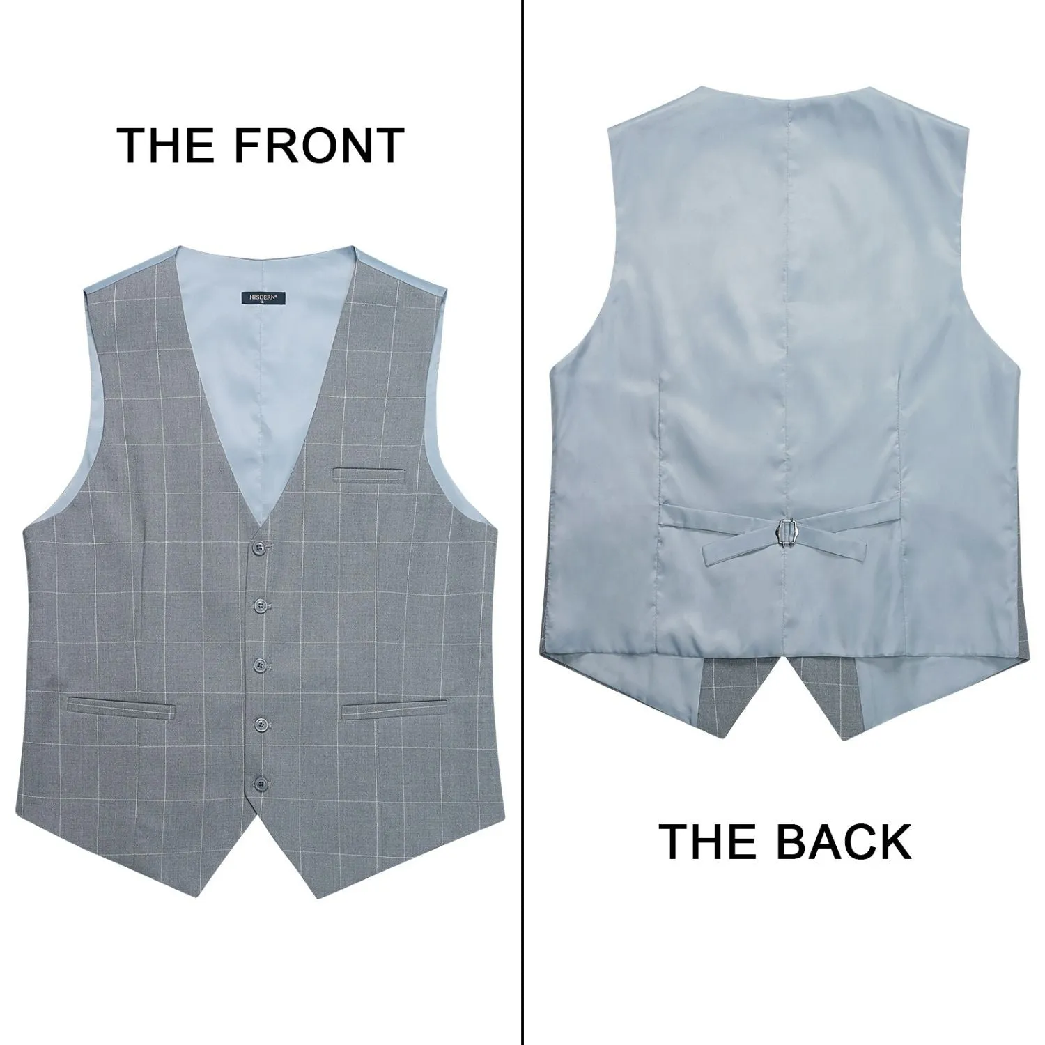 Plaid Slim Suit Vest - A-GREY LIGHT