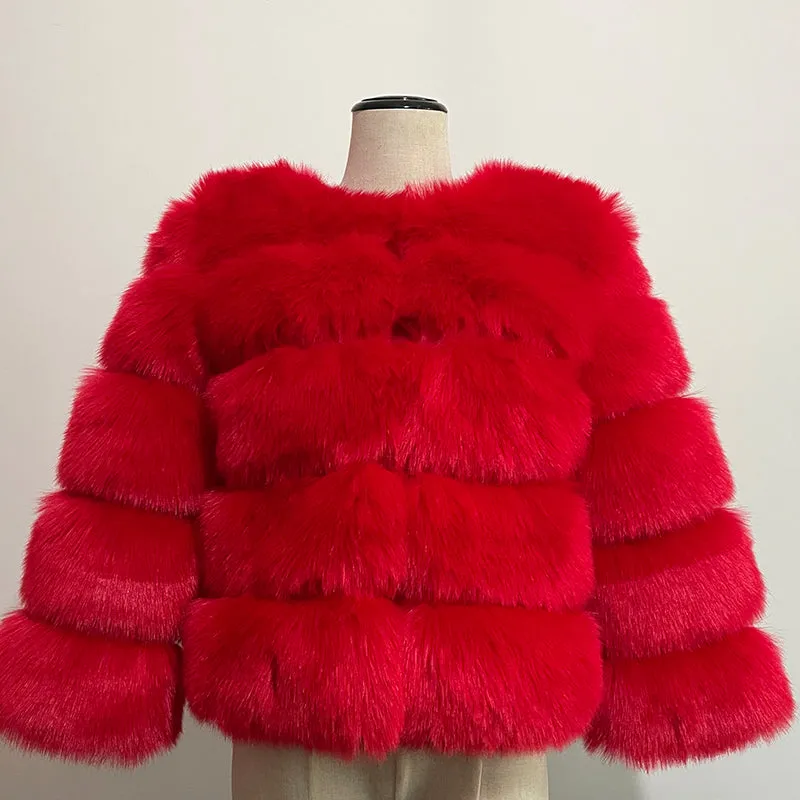 Plush Blue Faux Fur Jacket