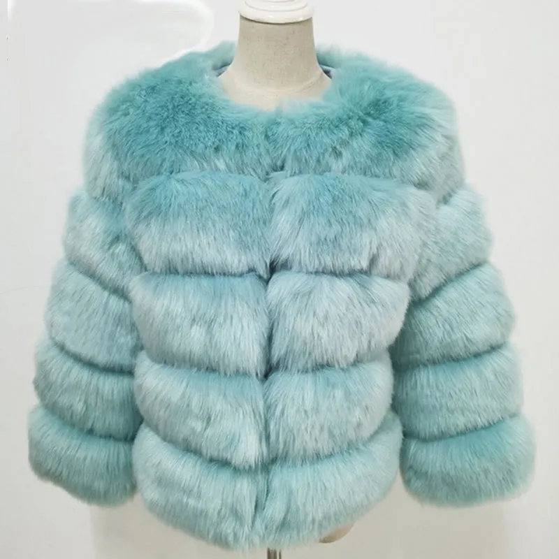 Plush Blue Faux Fur Jacket