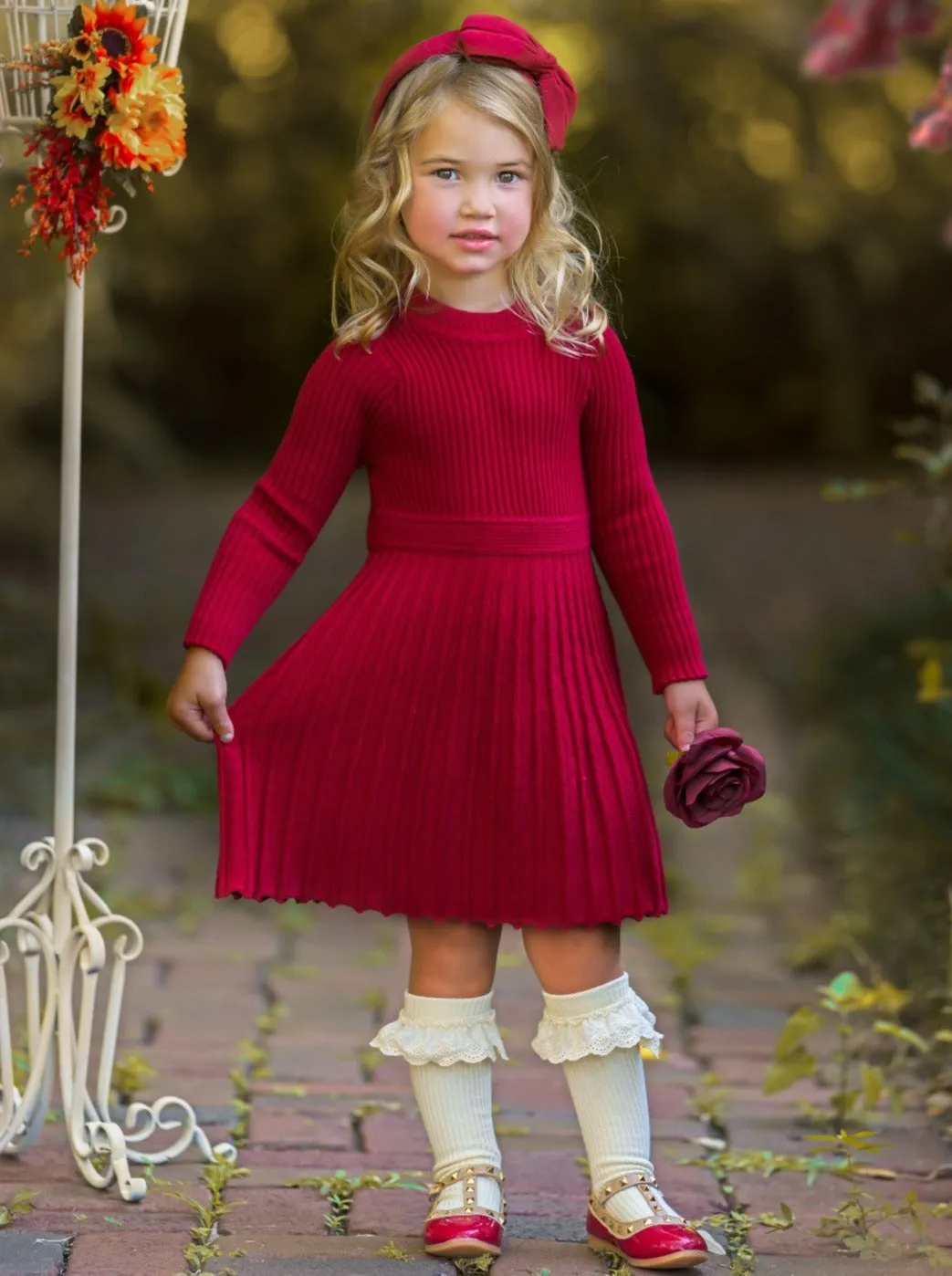 Prim and Proper Pleated Sweater Dress