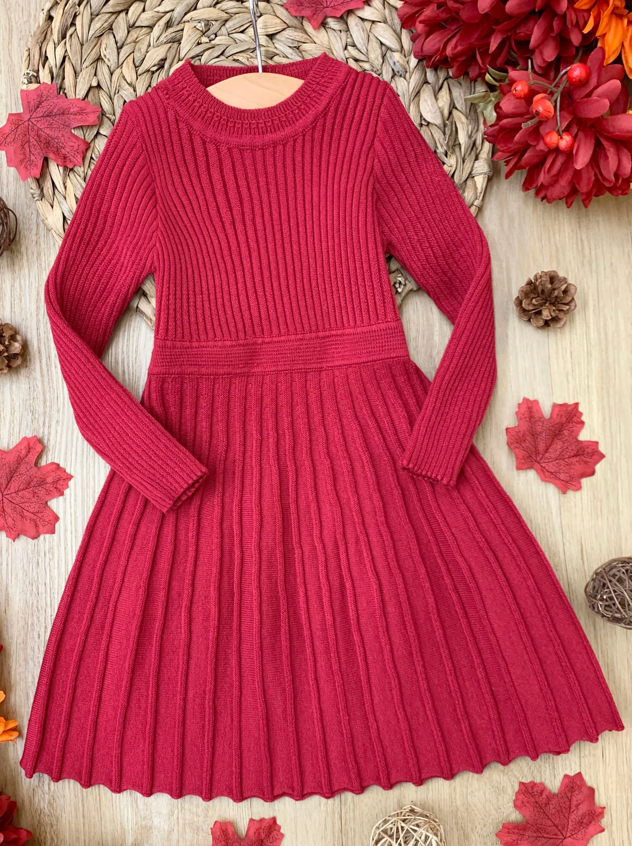 Prim and Proper Pleated Sweater Dress