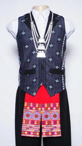 Printed Pattern Vest w/Sash (38")