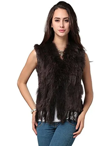 Rabbit & Raccoon Fur Knitted Vest with Fringe