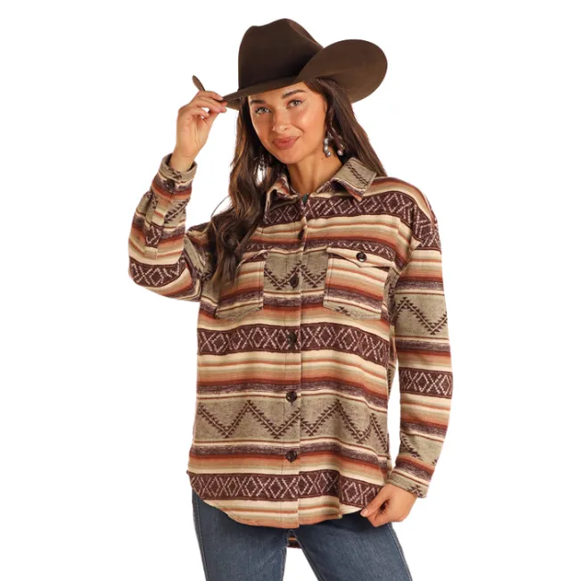 Rock & Roll Cowgirl Women's Jade Aztec Shirt Jacket BW92C05268