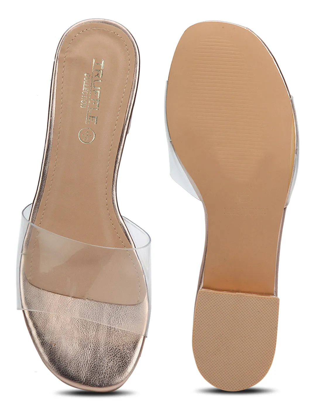 Rosegold Perspex Slip-on Sandals