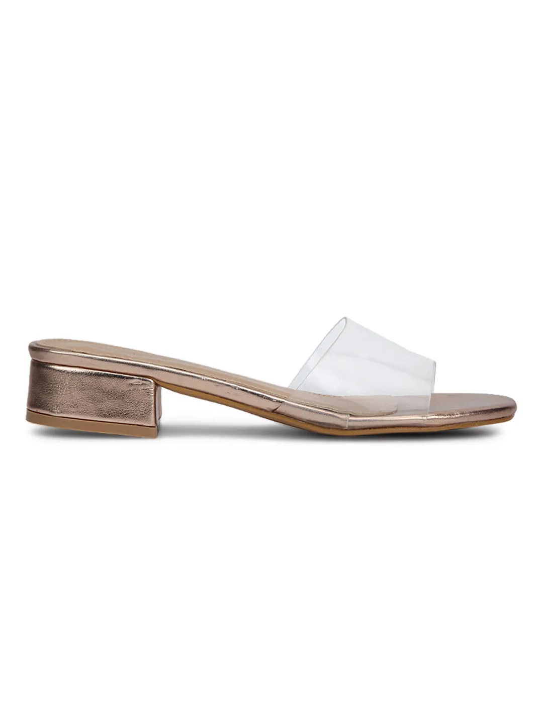 Rosegold Perspex Slip-on Sandals