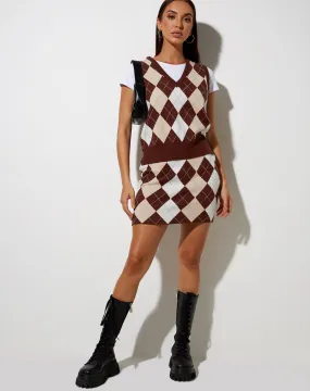 Sami Vest in Knit Argyle Tan