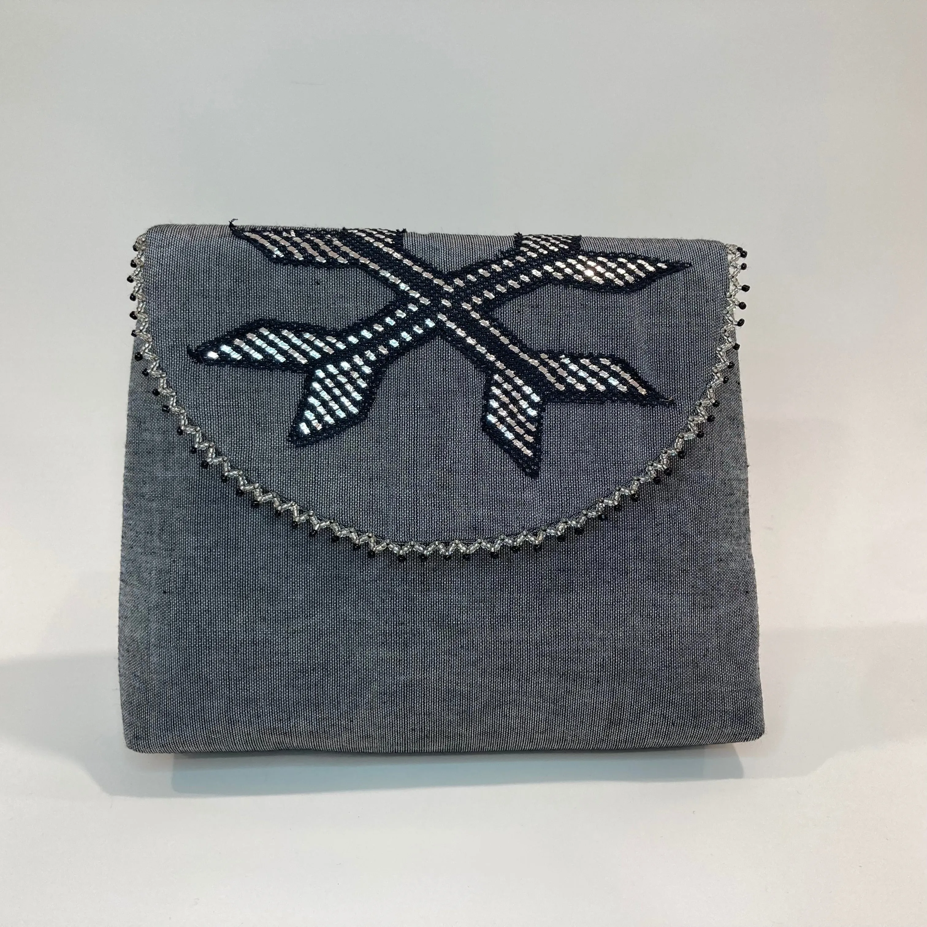 Samra Handcrafted Moiré & Tally Clutch