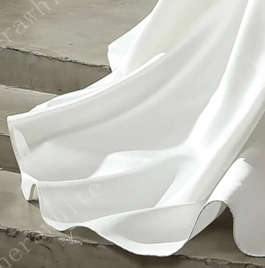 Satin Off-The-Shoulder A-line Bridal Gown with Slit Skirt