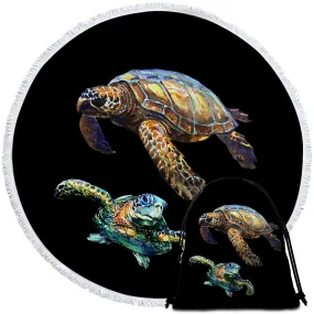 Sea Turtles in Black Towel   Backpack