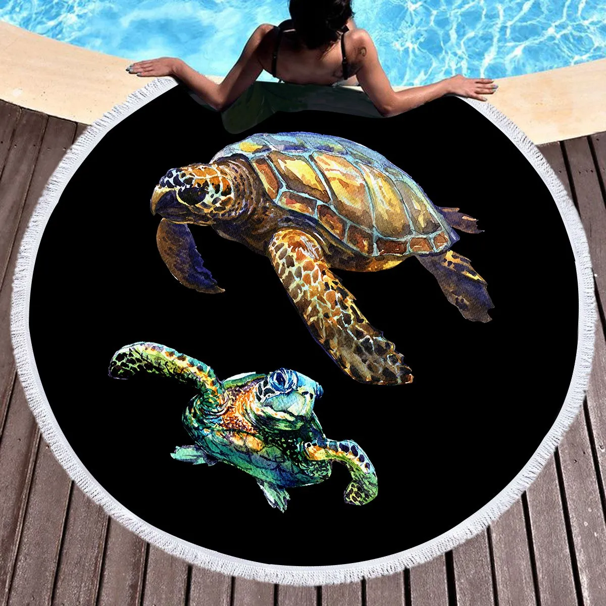 Sea Turtles in Black Towel   Backpack