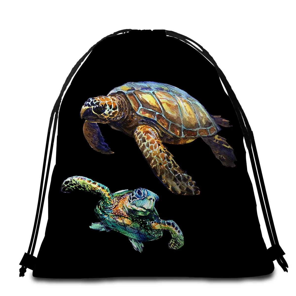 Sea Turtles in Black Towel   Backpack