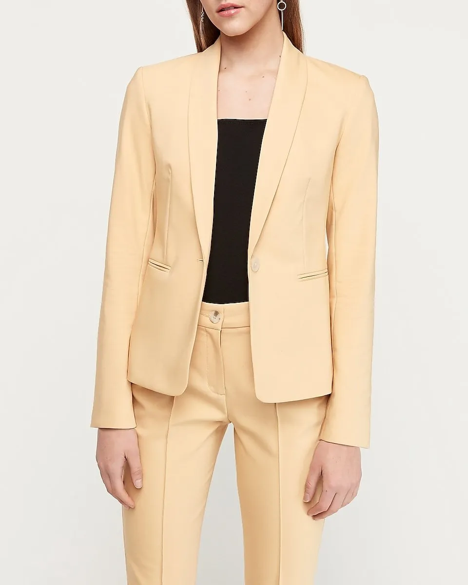 Shawl Collar One-Button Blazer in Dandelion Yellow