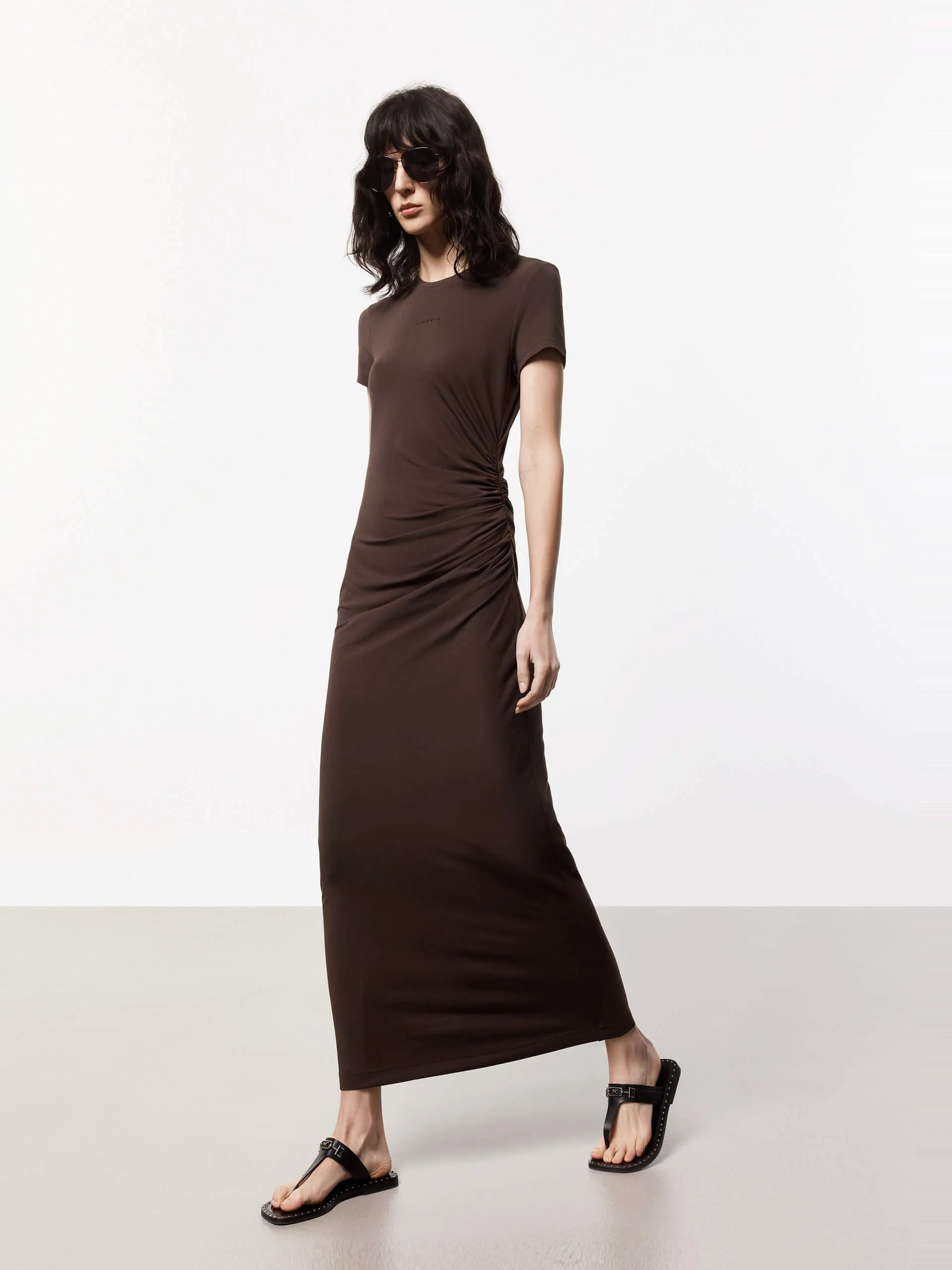 Side Pleated Maxi Dress