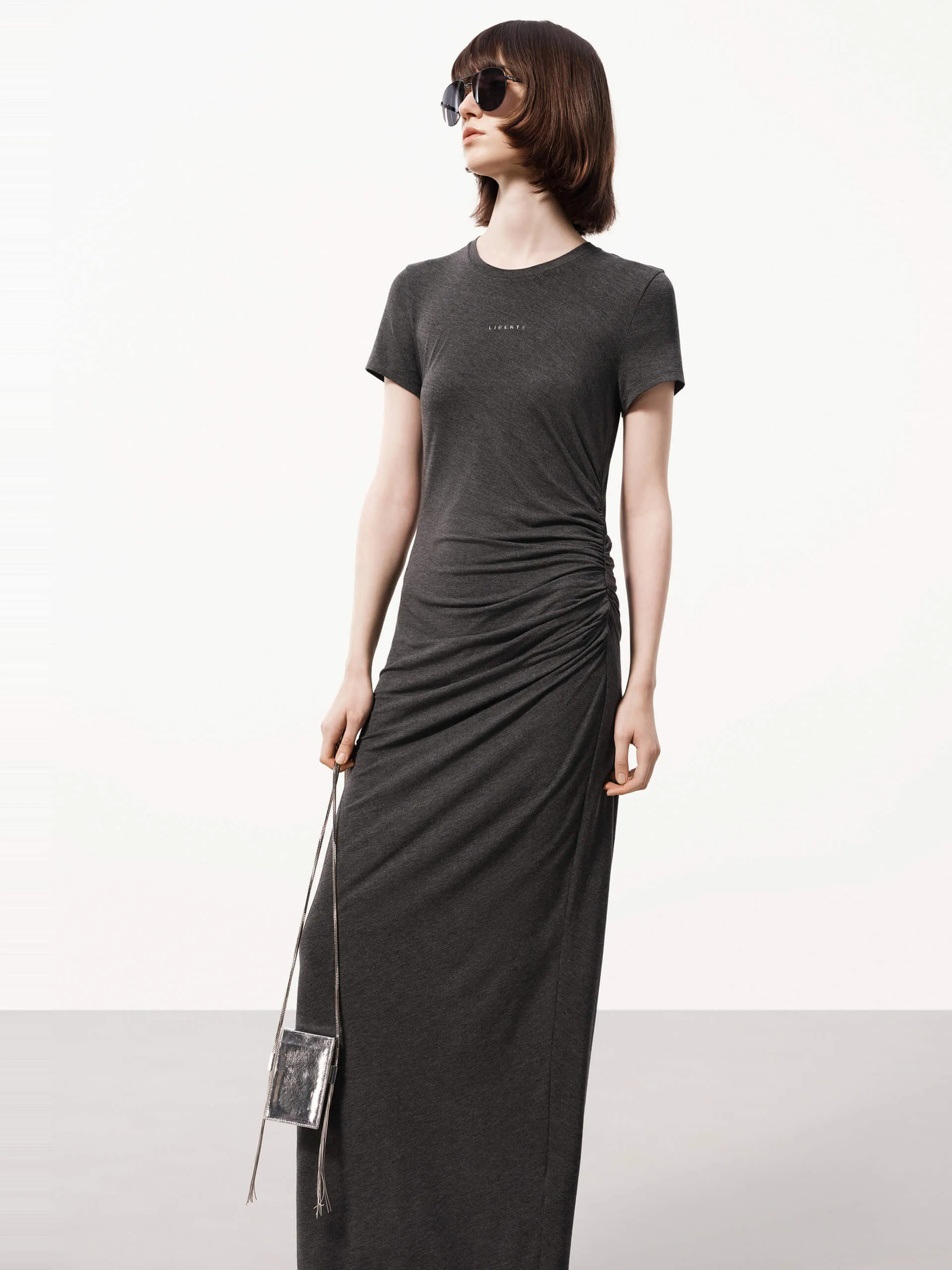 Side Pleated Maxi Dress