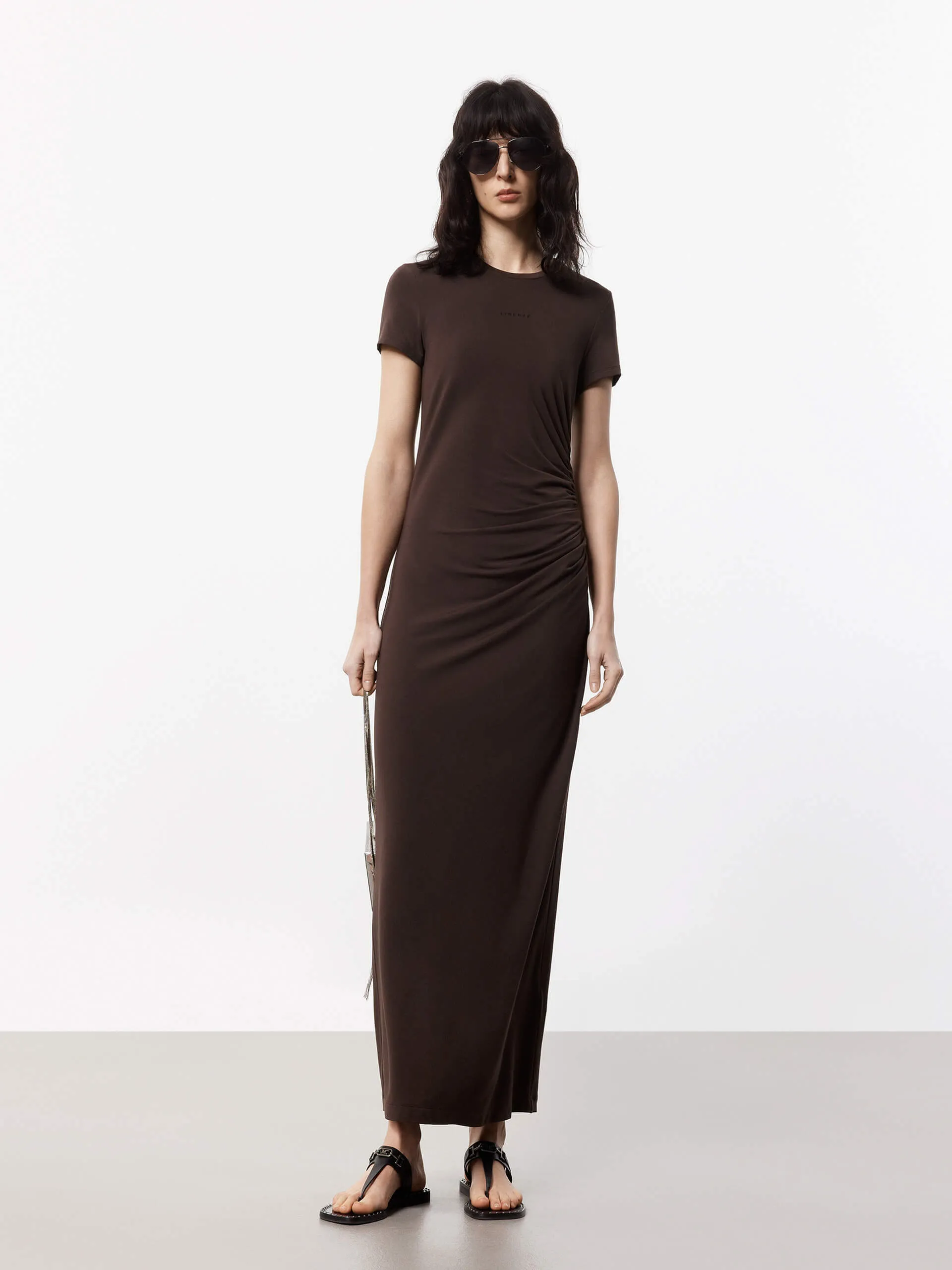 Side Pleated Maxi Dress