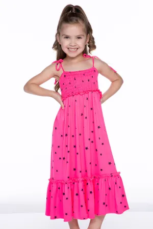 Simply Soft Smocked Tiered Maxi Dress - Neon Fruit Punch Stars