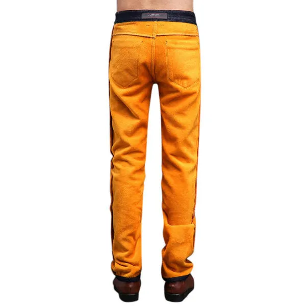 Slim Denim Straight Leg Mid-Waist Jean for Men Casual Business Thicken Cotton