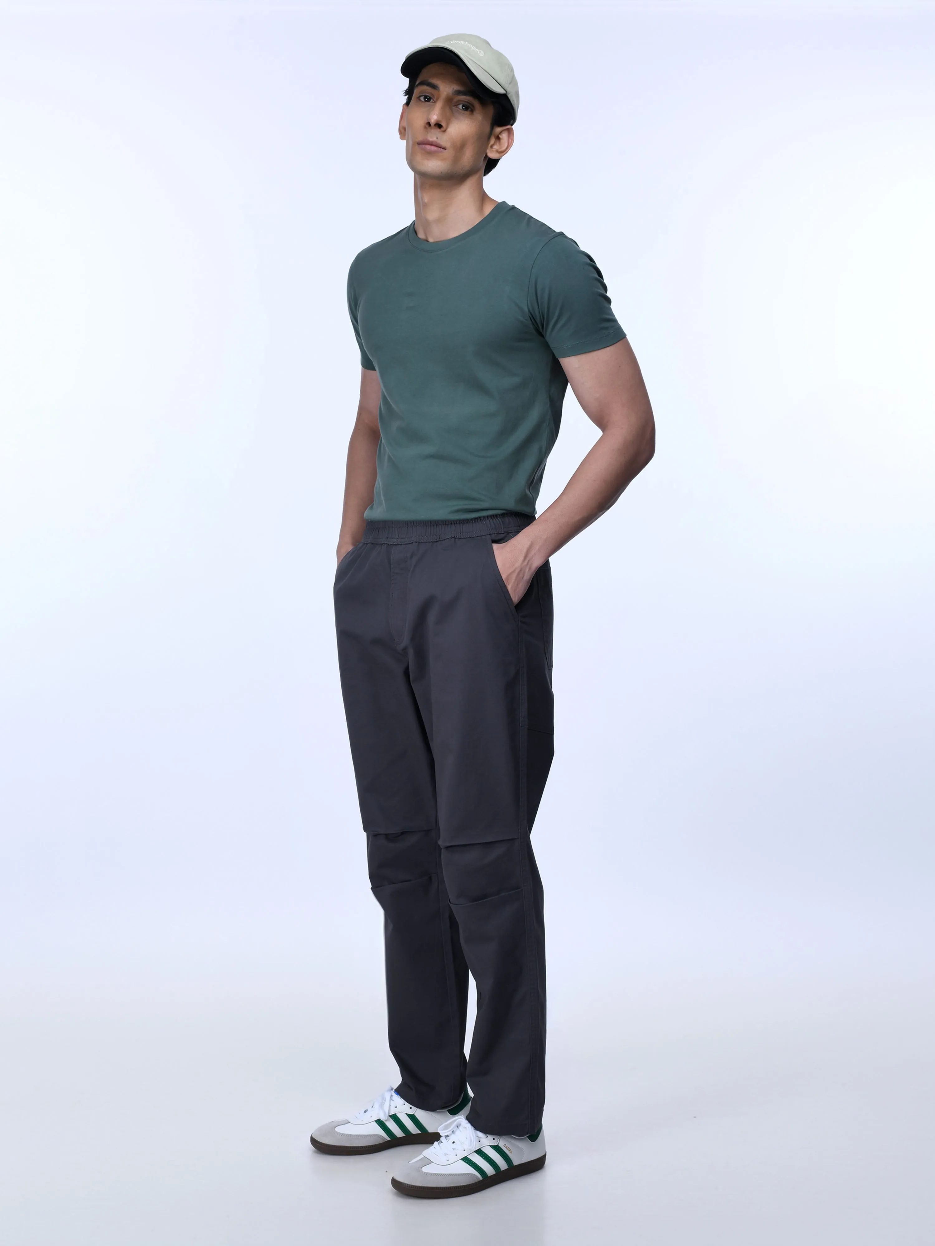 Soft Cotton Relaxed Dark Grey Flexiwaist Pants