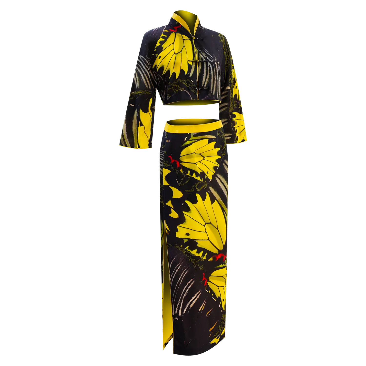 SPARKLE BY KAREN CHAN x Fung Yuen Butterfly Reserve【GOLDEN BIRDWING】100% Silk Cheongsam Maxi Skirt (金裳鳳蝶)