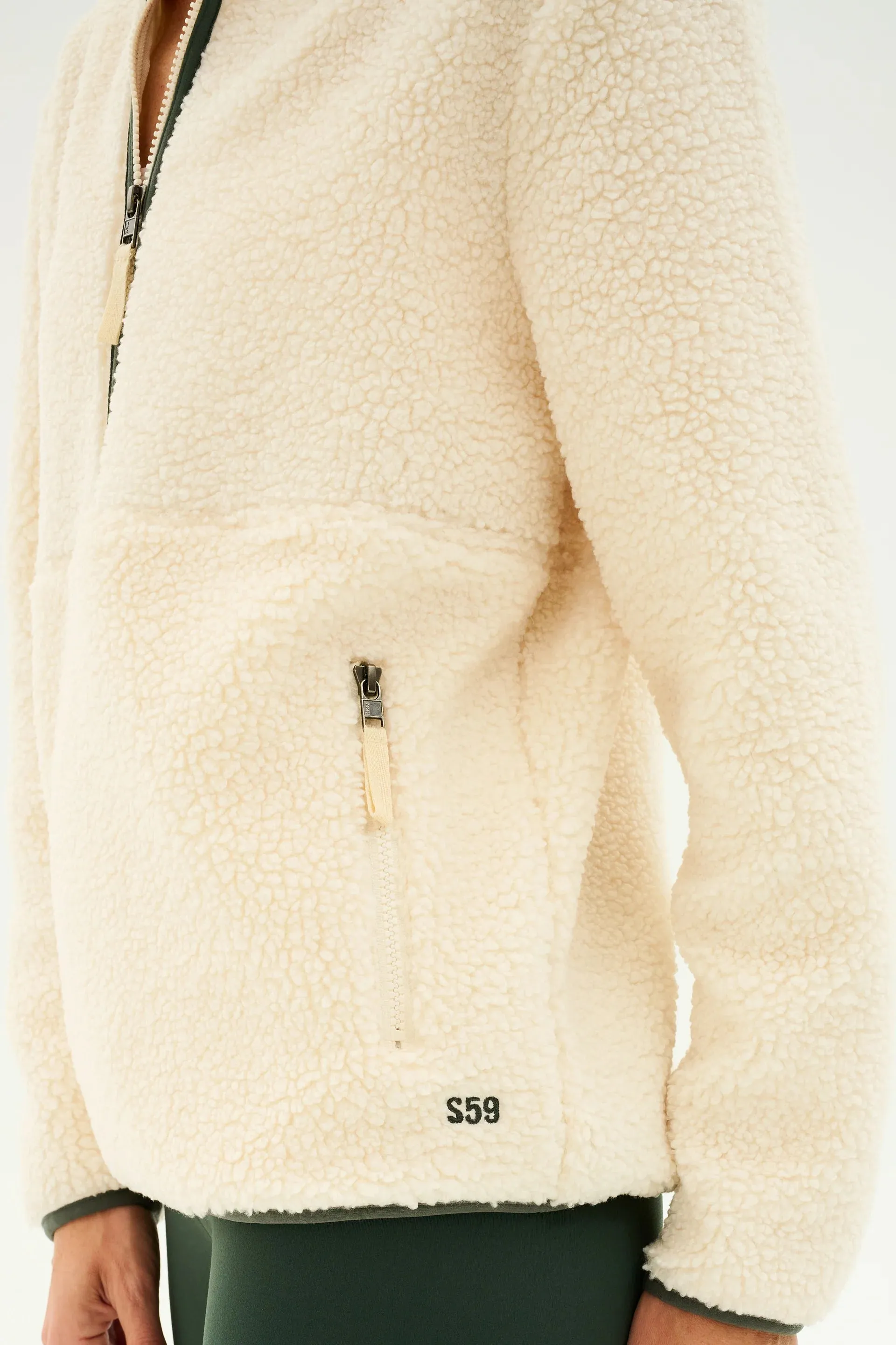 SPLITS59 | Libby Sherpa Half Zip - Creme