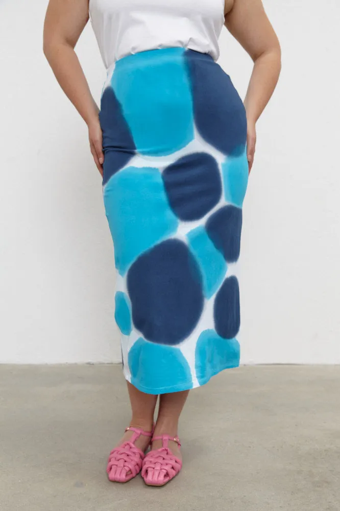 Stam Pencil Skirt Navy/Turquoise Blue