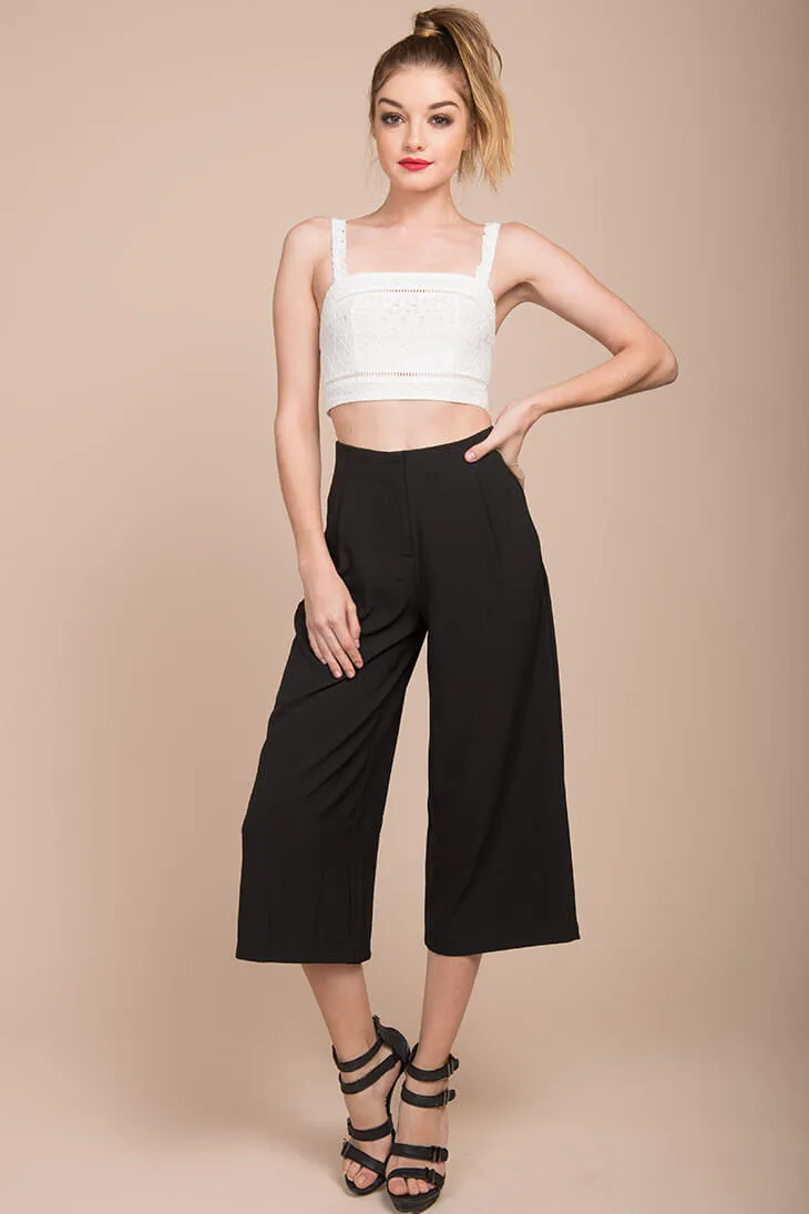 Stark High Waistline Gaucho Pants Black