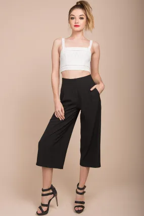 Stark High Waistline Gaucho Pants Black