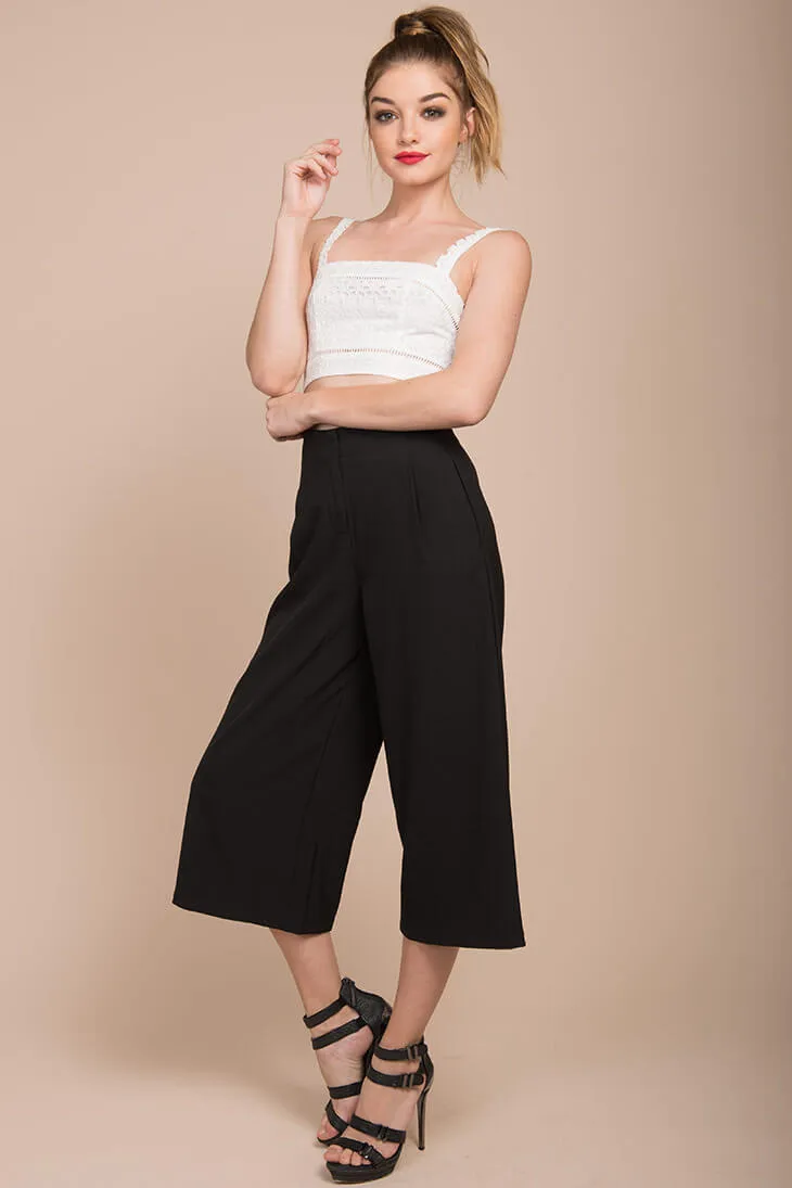 Stark High Waistline Gaucho Pants Black