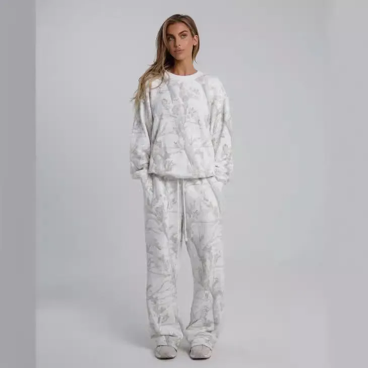 Sweat à capuche camouflage imprimé feuille d'érable surdimensionné pour femme