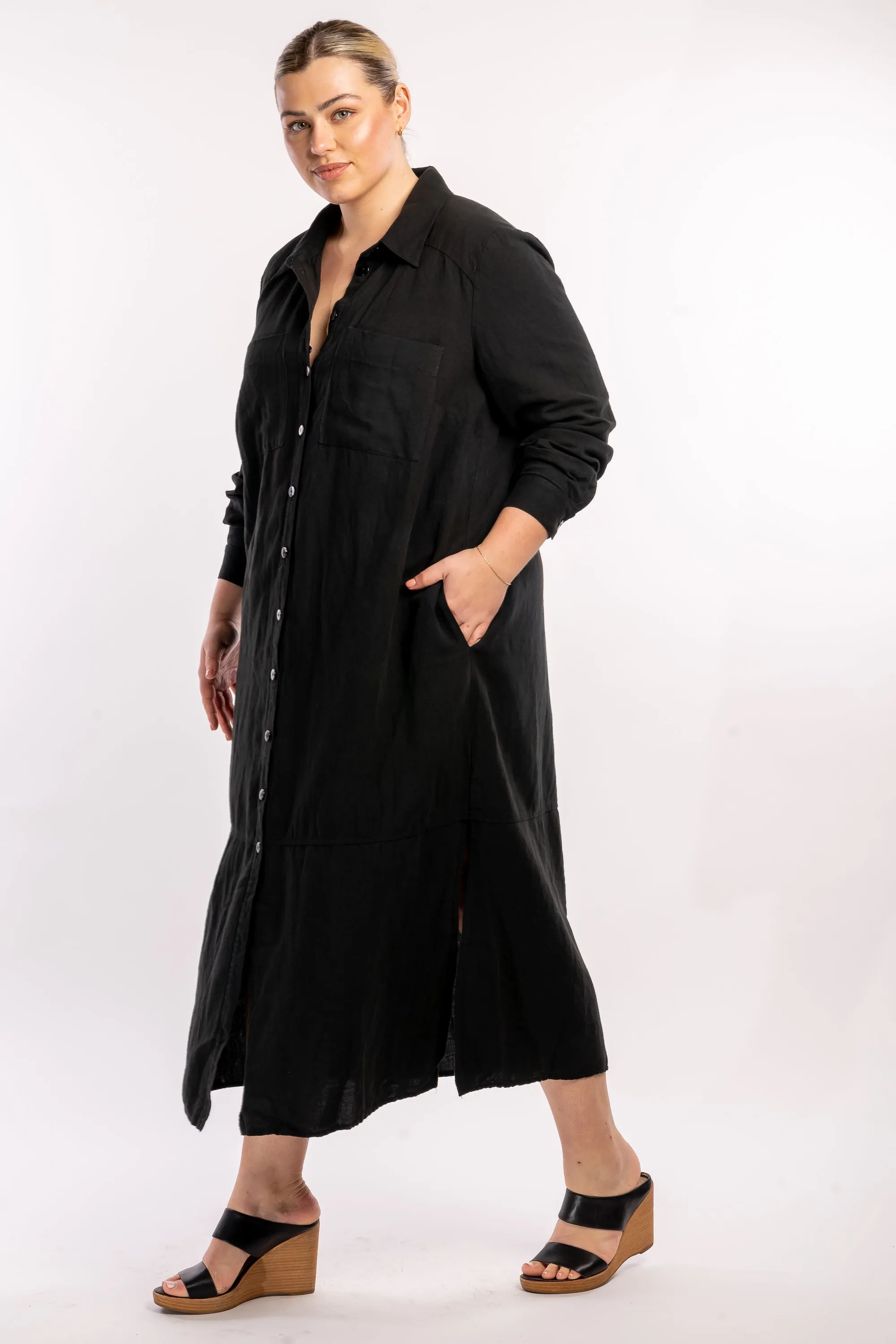 Sweet Dreams Linen Maxi Dress - Black