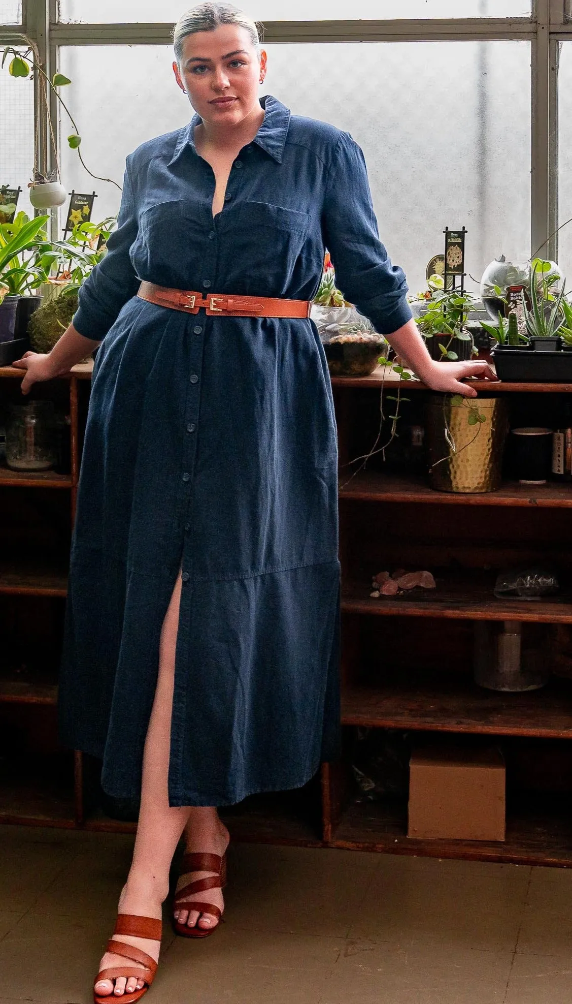 Sweet Dreams Linen Maxi Dress - Navy