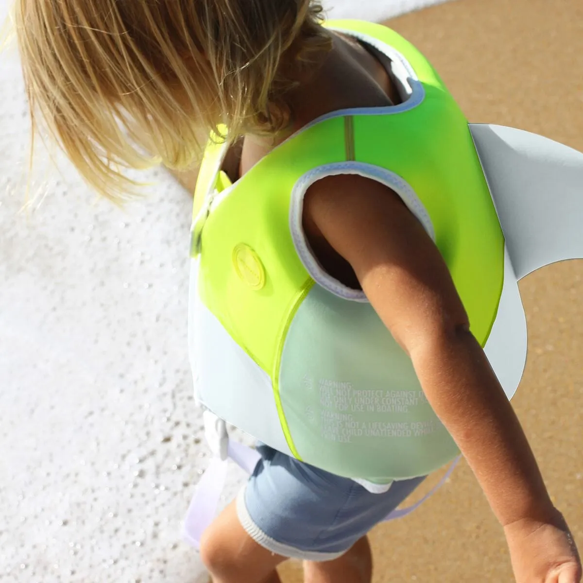 Swim Vest 1-2 Shark Tribe Blue Neon Citrus