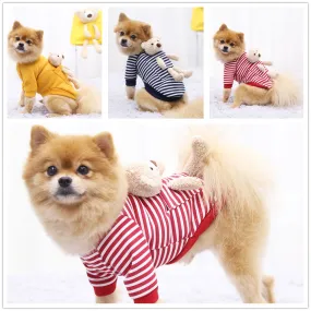 Teddy Bear on My Back Dog Pet Clothes Warm Fleece Puppy Hoodie Coat Winter