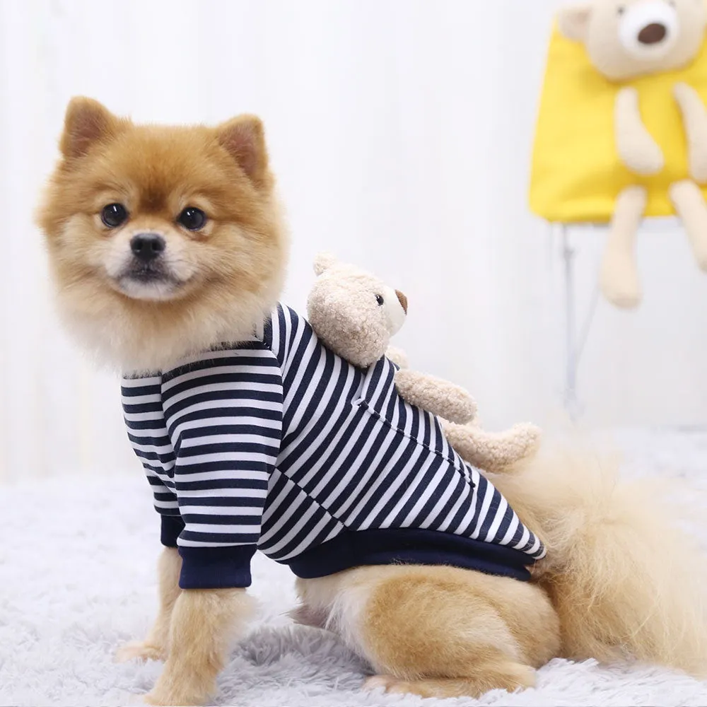 Teddy Bear on My Back Dog Pet Clothes Warm Fleece Puppy Hoodie Coat Winter