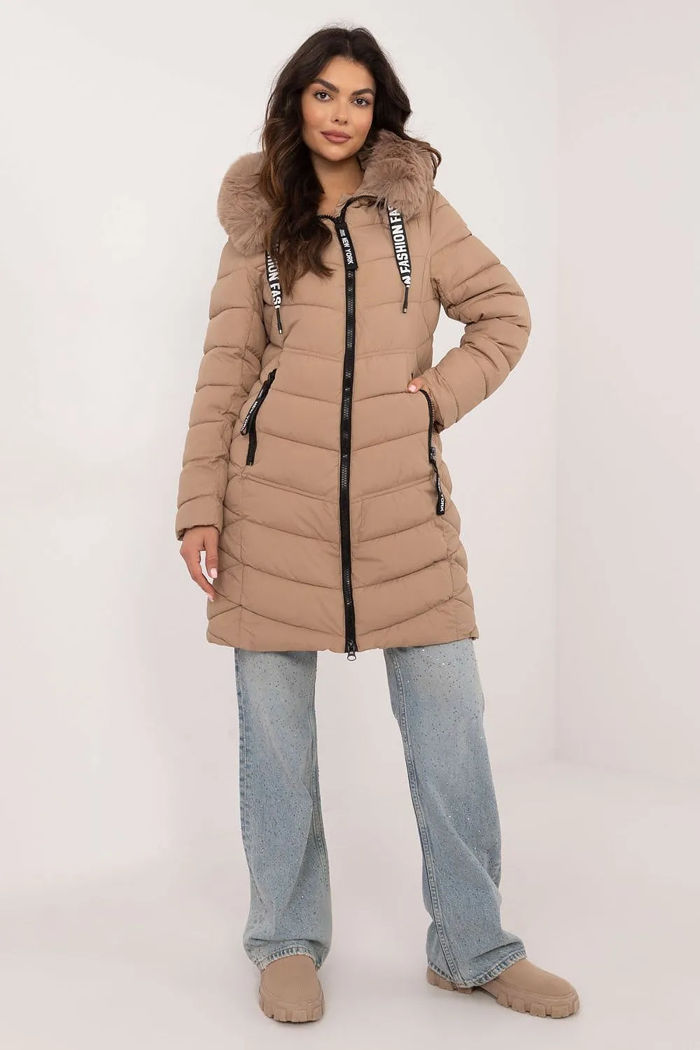 TEEK - Hooded Plush Silhouette Puff Coat