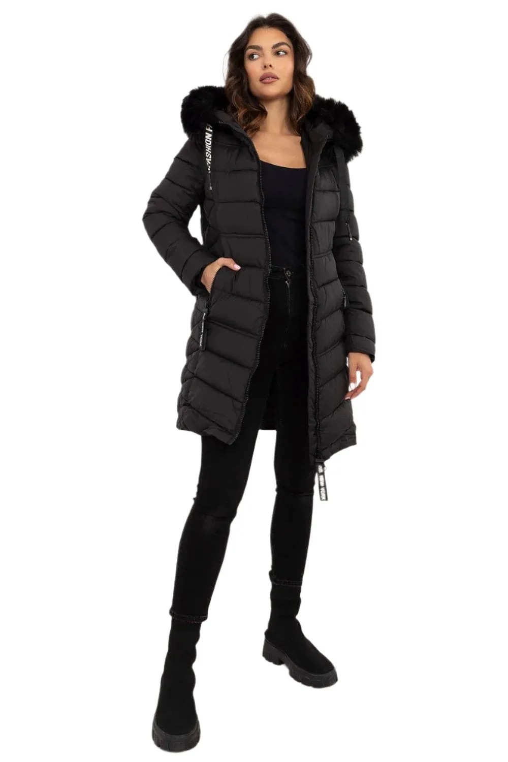 TEEK - Hooded Plush Silhouette Puff Coat