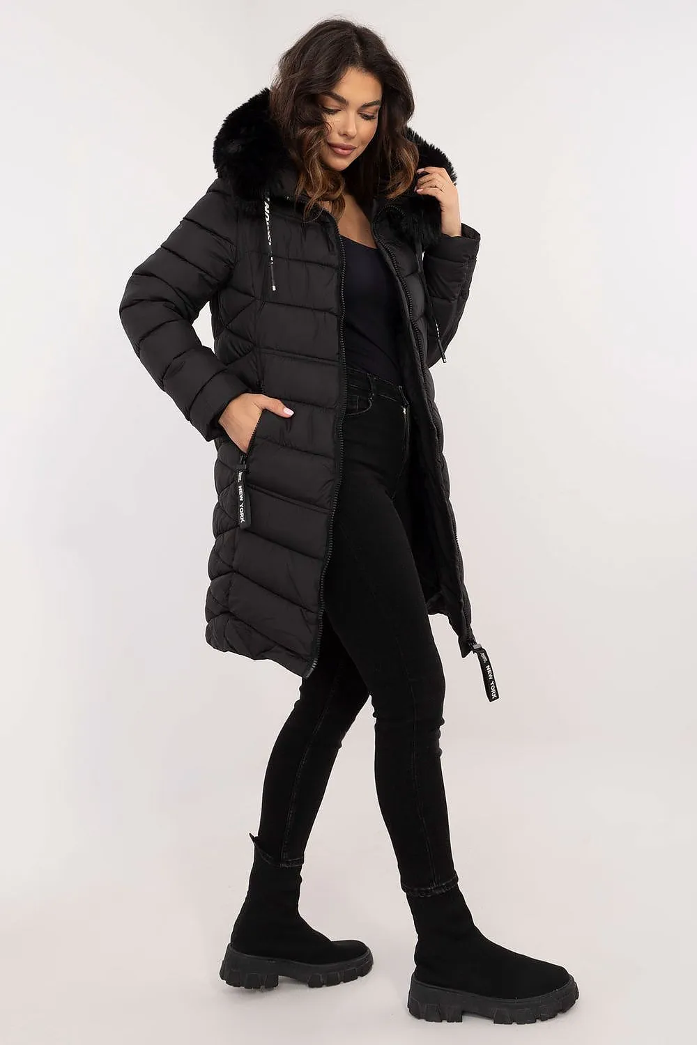 TEEK - Hooded Plush Silhouette Puff Coat