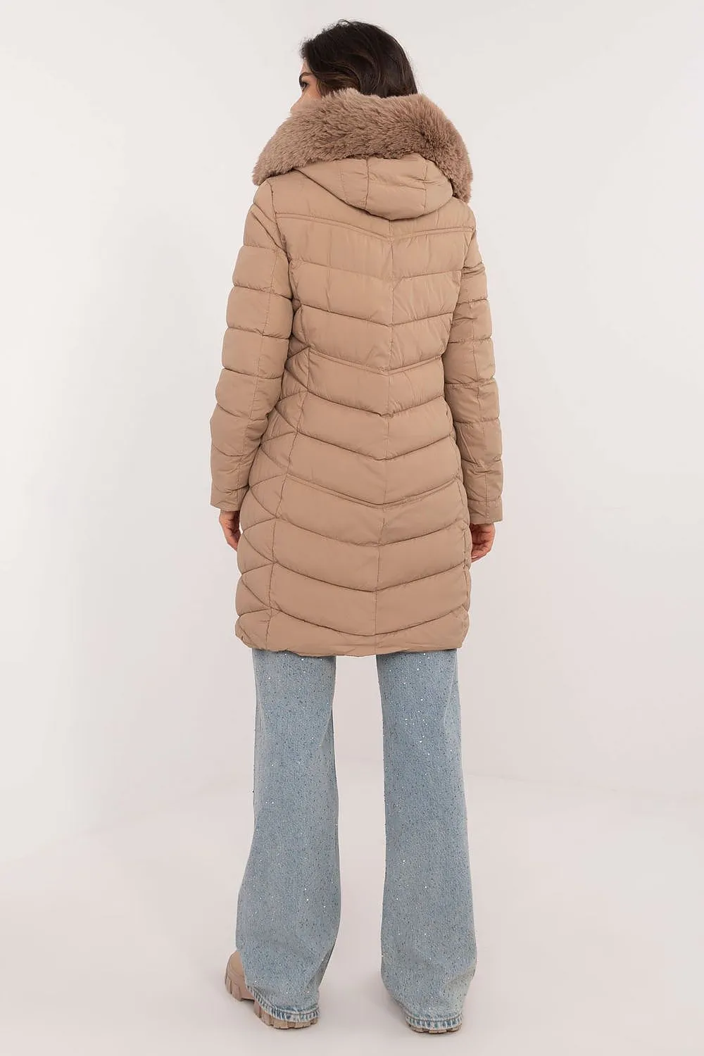 TEEK - Hooded Plush Silhouette Puff Coat