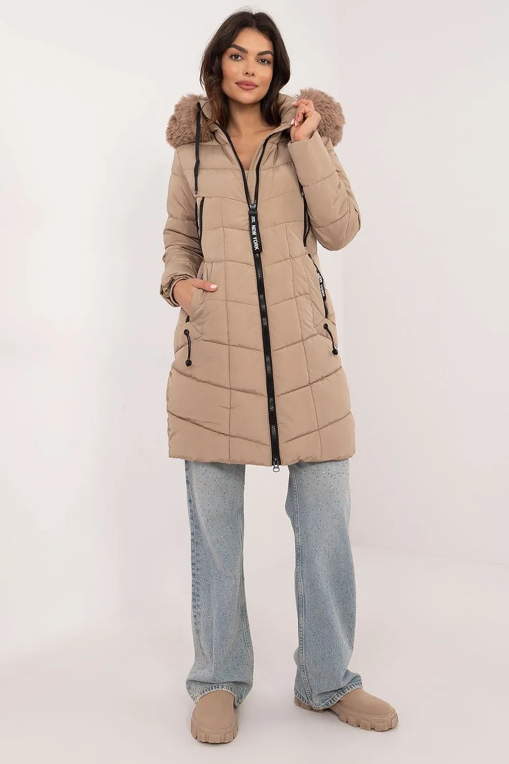 TEEK - NY Zippered Chest Expandable Side Plush Coat