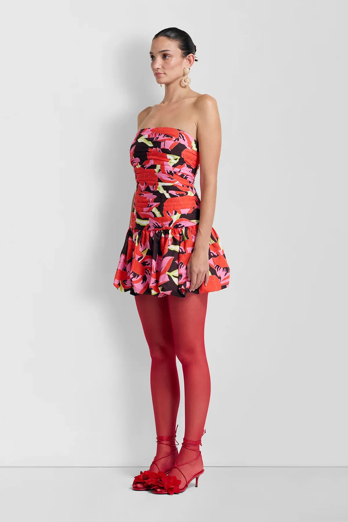 The Wolf Gang Dolcie Strapless Mini Dress - Rojo Print