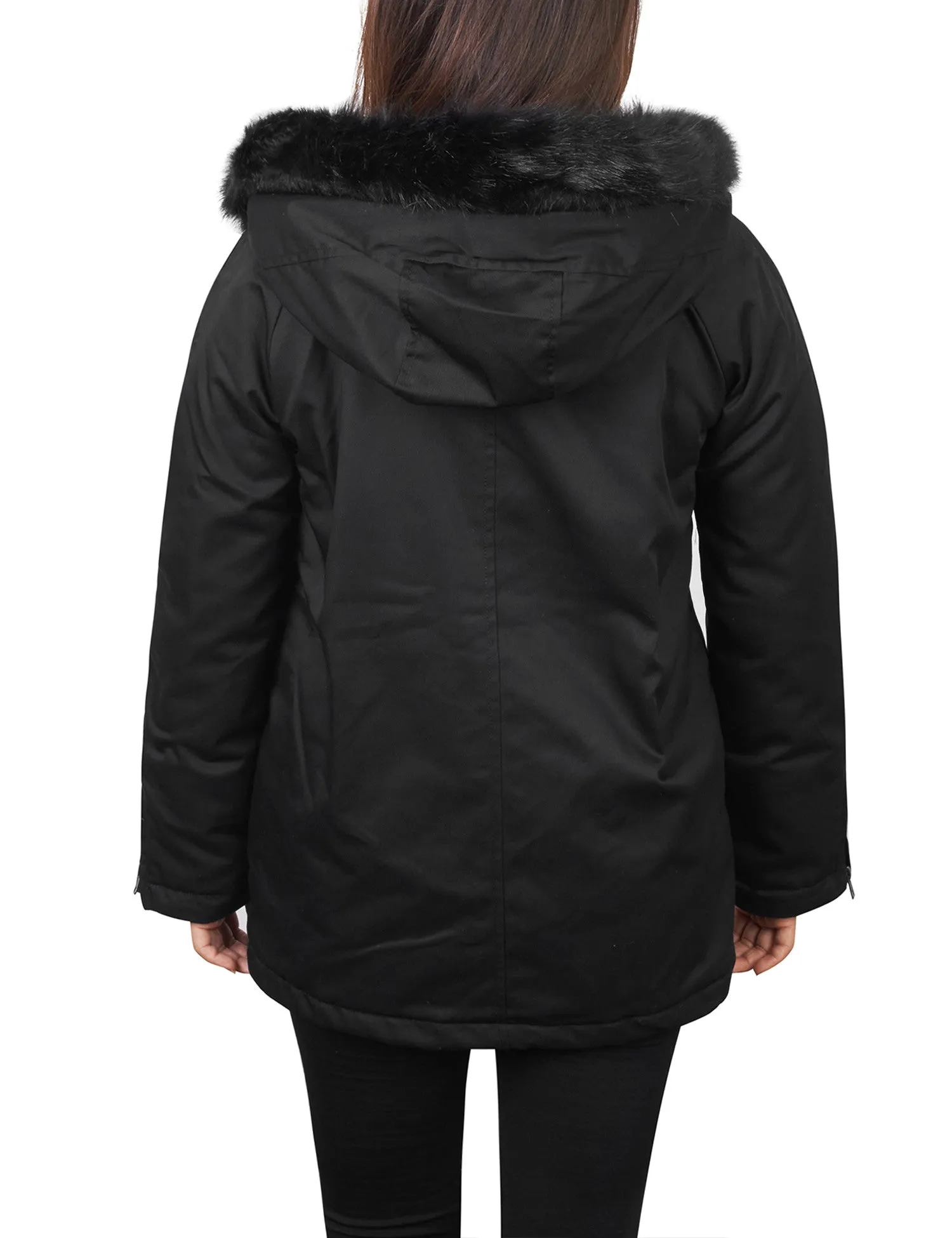 Thick Anorak Down Jacket Parka with Faux Fur Hoodie