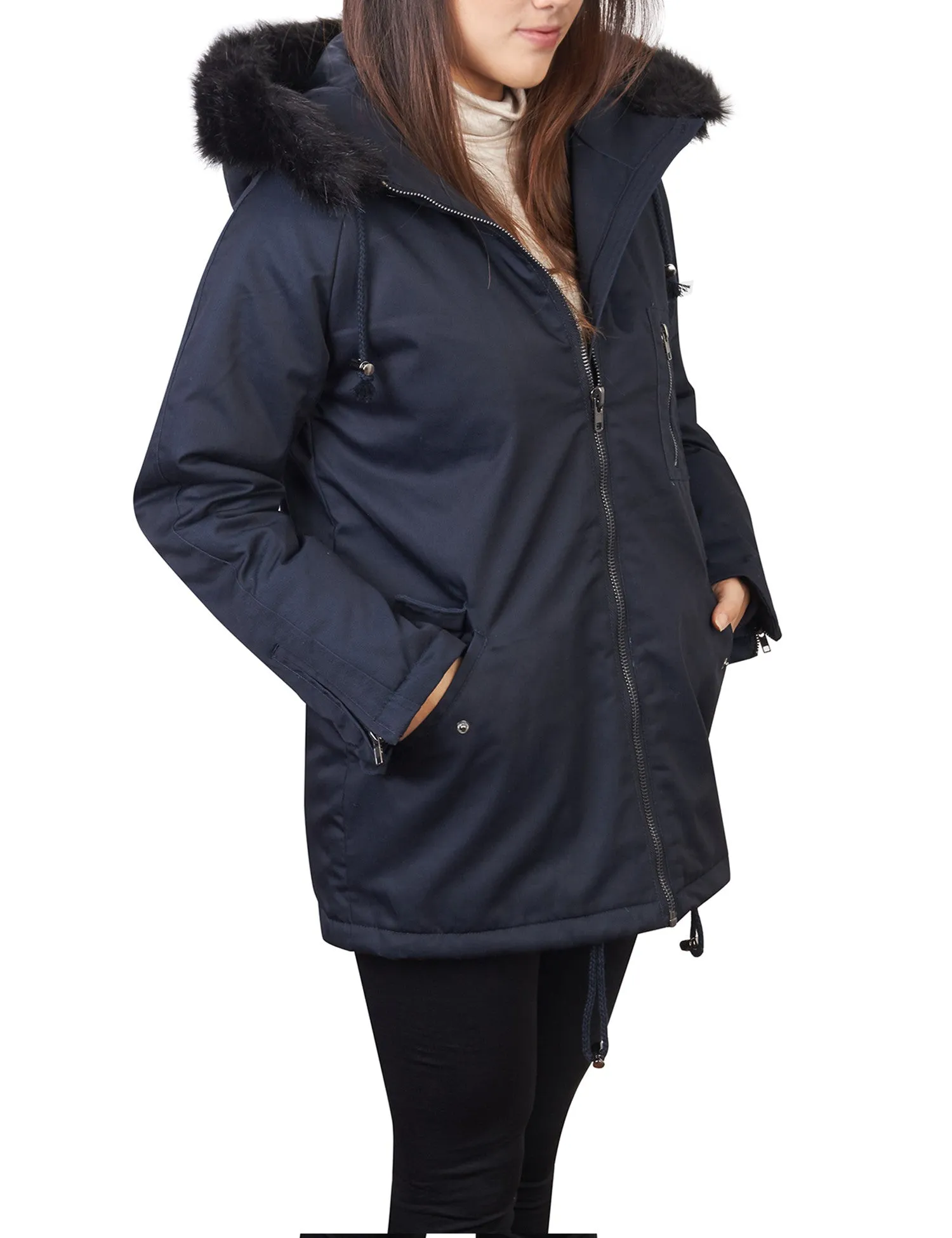 Thick Anorak Down Jacket Parka with Faux Fur Hoodie