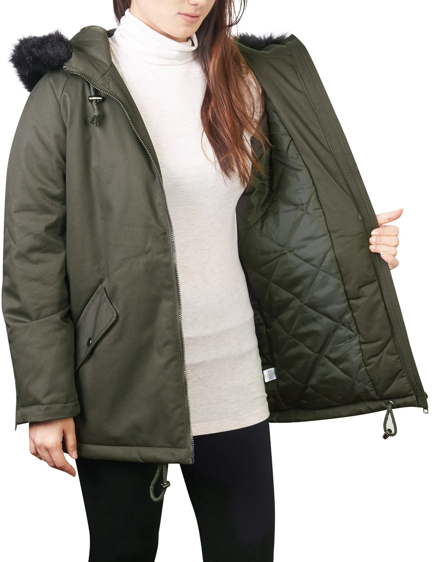 Thick Anorak Down Jacket Parka with Faux Fur Hoodie