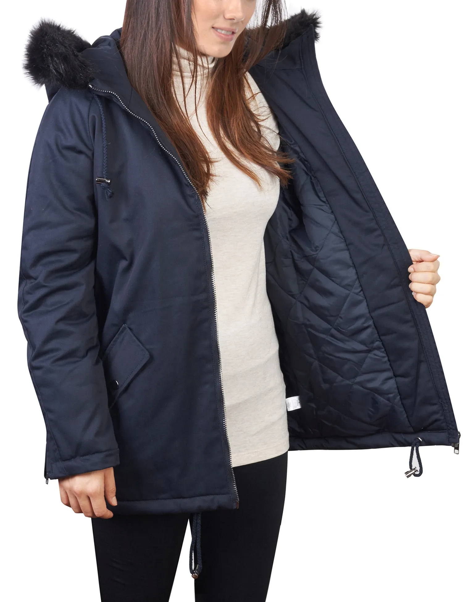 Thick Anorak Down Jacket Parka with Faux Fur Hoodie