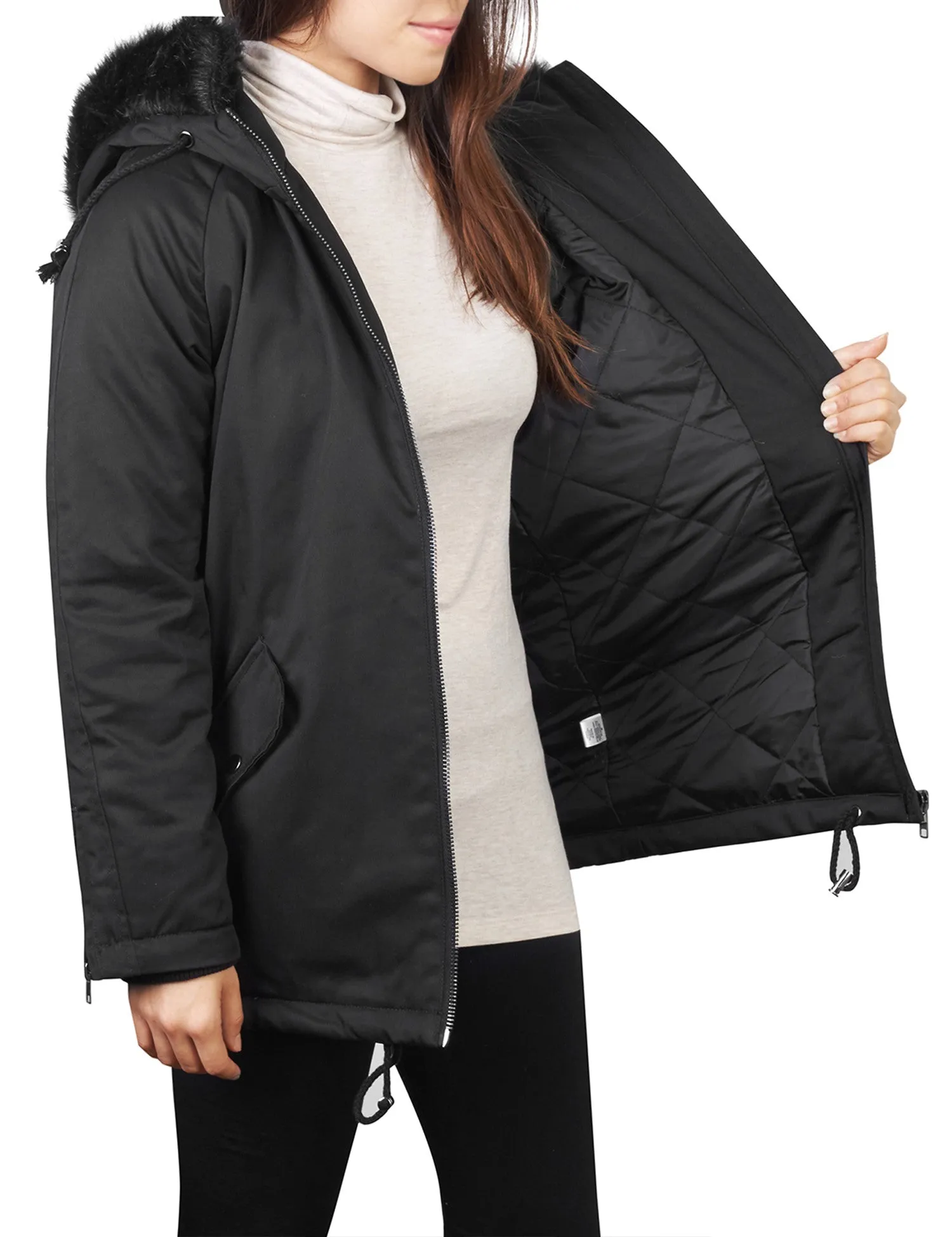 Thick Anorak Down Jacket Parka with Faux Fur Hoodie