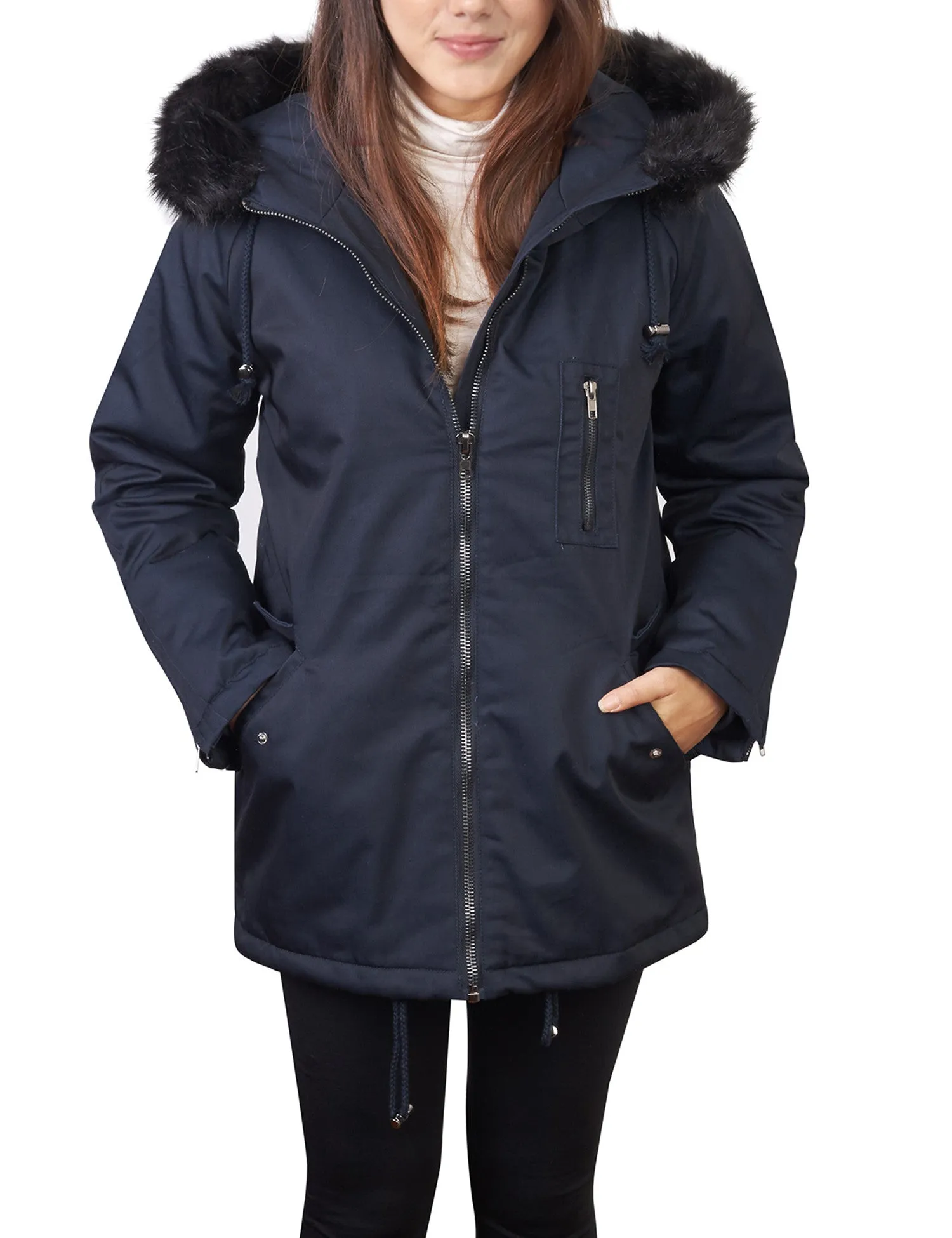 Thick Anorak Down Jacket Parka with Faux Fur Hoodie