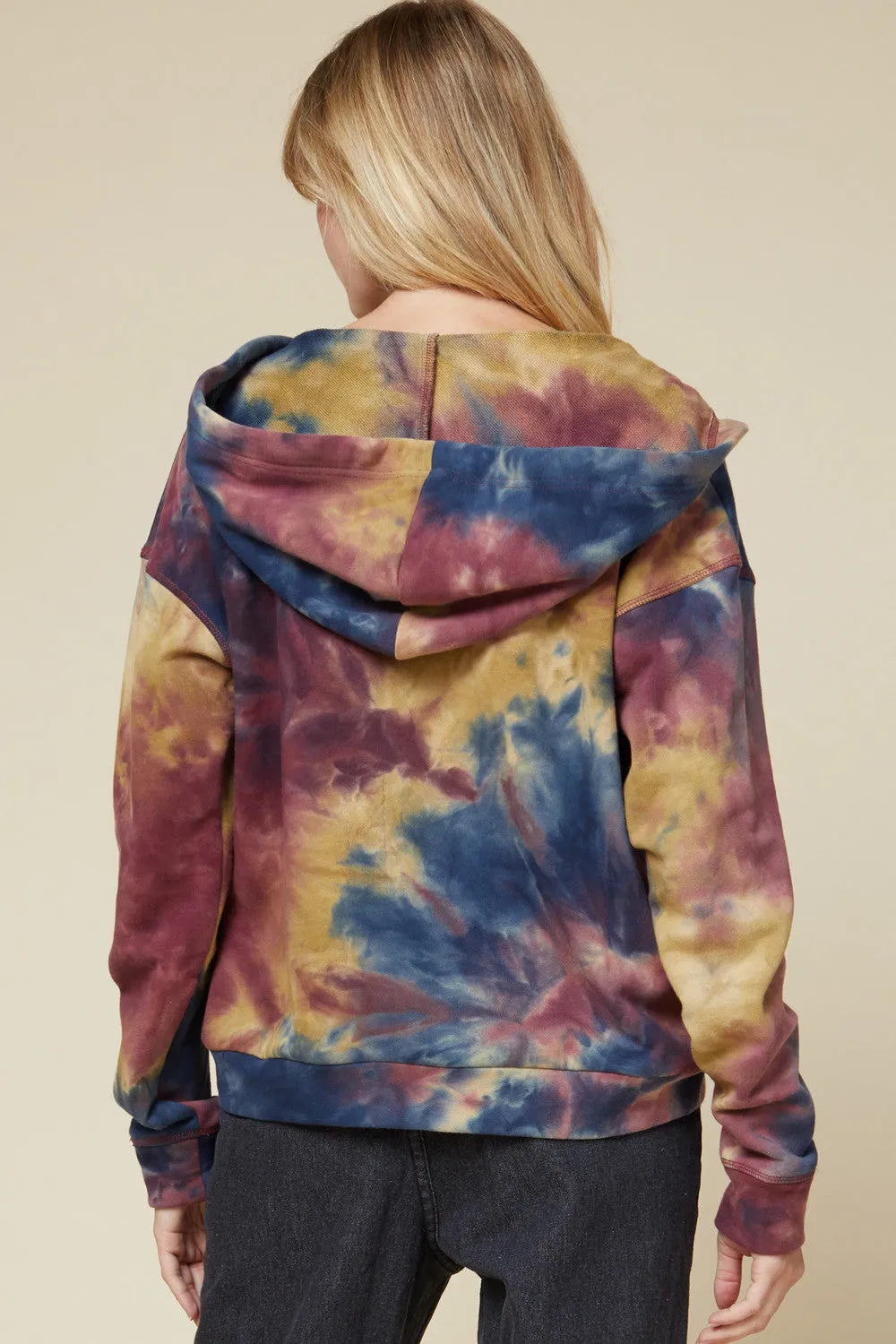 Tie Dye Pocket Zip Up Hoodie