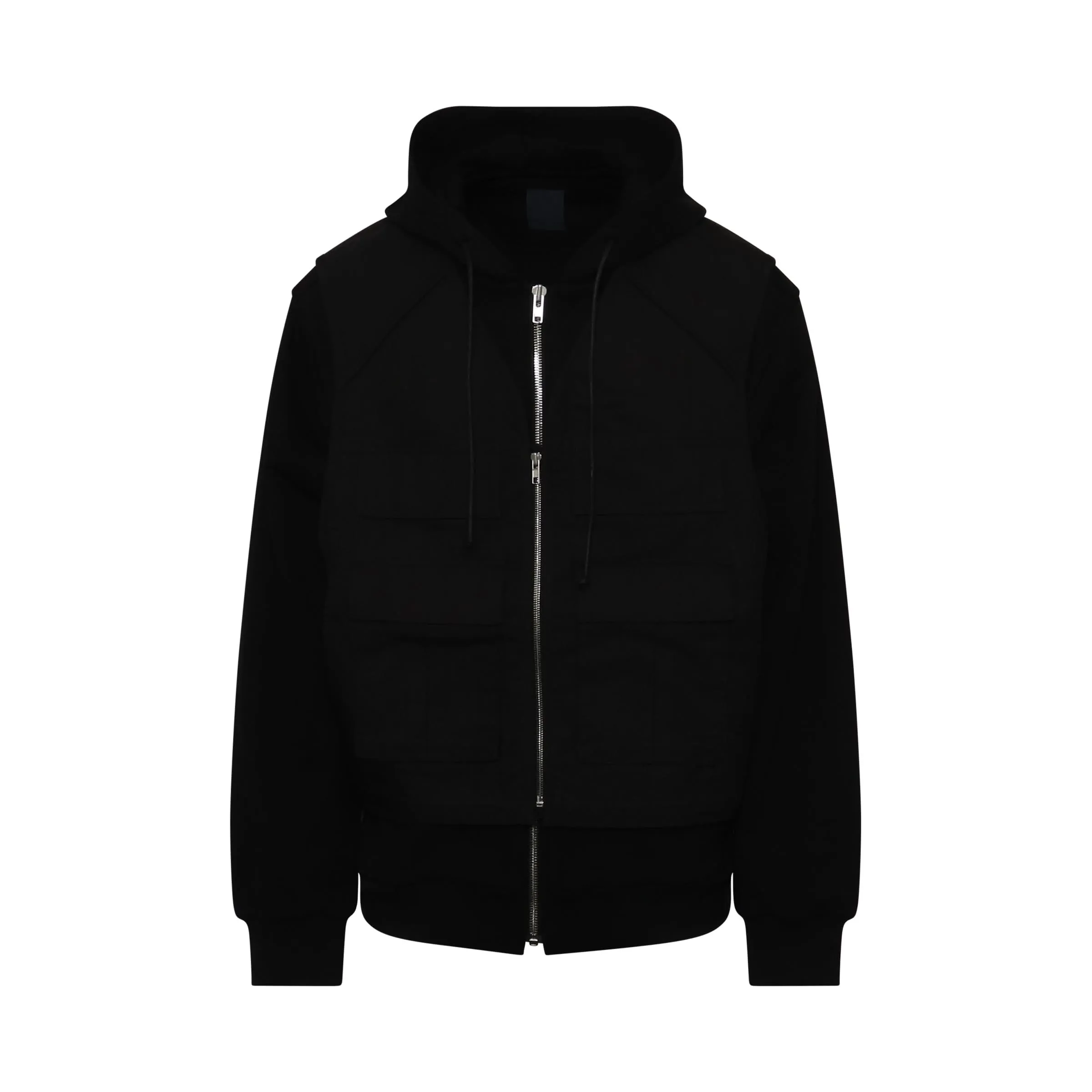 Undetachable Vest Hooded Jacket in Black